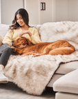 PupProtector™ Waterproof Throw Blanket - White with Brown Accents