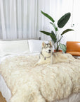 PupProtector™ Waterproof Throw Blanket - White with Brown Accents