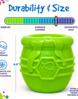 Honey Pot Dog eCup Treat Dispenser | Durable PUP-X Rubber Enrichment Toy | USA Made - Limited Edition Apple Green