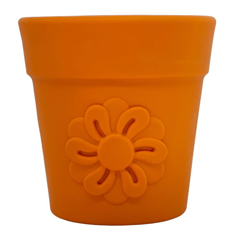 large orange plant pot Large Flower Pot Durable PUP-X Rubber eCup Treat Dispenser & Enrichmen – SwiftPaws