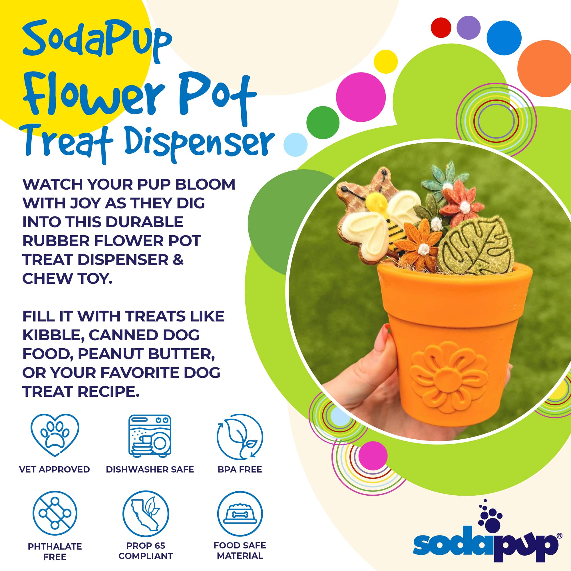 Large Flower Pot Durable PUP-X Rubber eCup Treat Dispenser &amp; Enrichment Toy