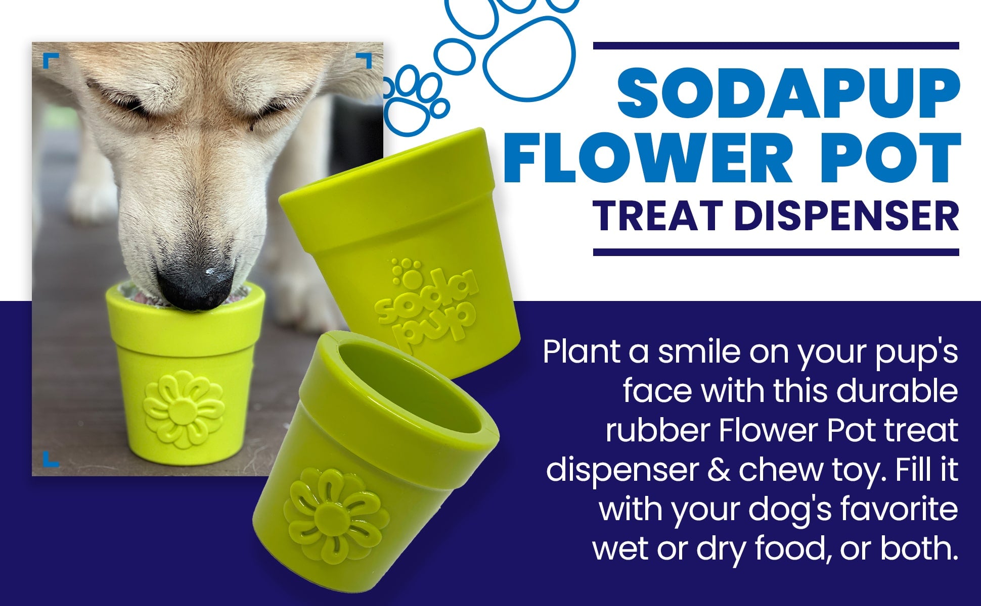 Large Flower Pot Durable PUP-X Rubber eCup Treat Dispenser &amp; Enrichment Toy