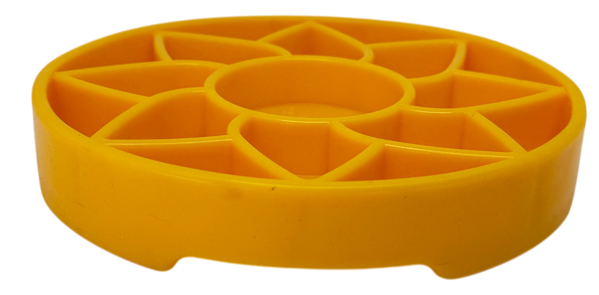 Sunflower Softie eTray Slow Feeder Dog Bowl | Soft Shallow Lick Mat | Yellow &amp; Purple | USA Made