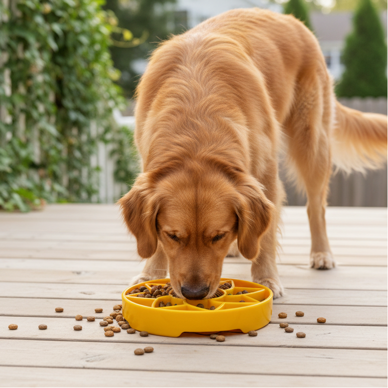 Sunflower Softie eTray Slow Feeder Dog Bowl | Soft Shallow Lick Mat | Yellow &amp; Purple | USA Made