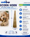 Unicorn Horn Nylon Dog Chew Toy | Durable for Aggressive Chewers | SodaPup