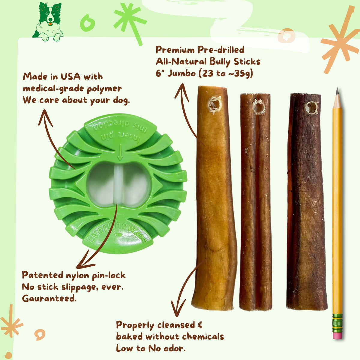 SafetyChew+ Bully Stick Holder &amp; All-Natural Bully Sticks for Medium Dogs