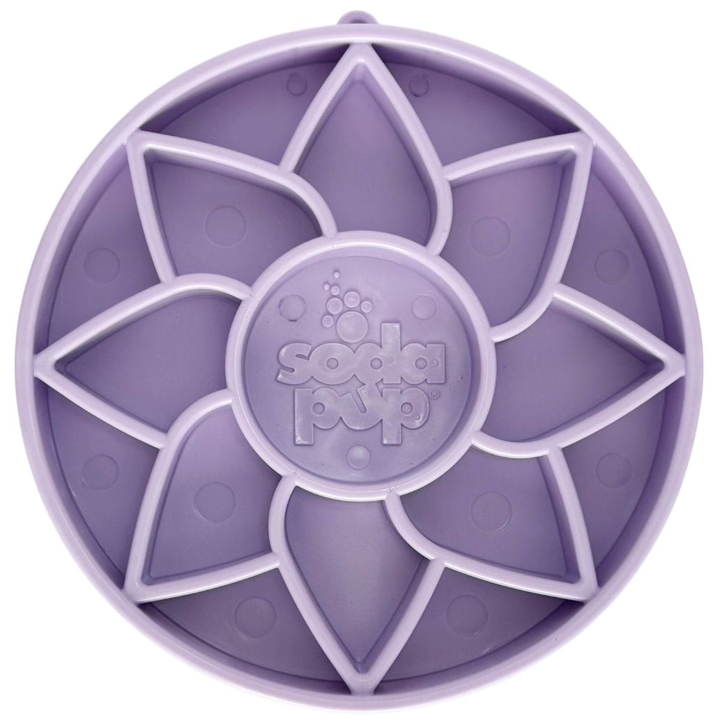 Sunflower Softie eTray Slow Feeder Dog Bowl | Soft Shallow Lick Mat | Yellow &amp; Purple | USA Made