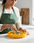 Sunflower Softie eTray Slow Feeder Dog Bowl | Soft Shallow Lick Mat | Yellow & Purple | USA Made