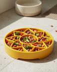 Sunflower Softie eTray Slow Feeder Dog Bowl | Soft Shallow Lick Mat | Yellow & Purple | USA Made