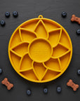 Sunflower Softie eTray Slow Feeder Dog Bowl | Soft Shallow Lick Mat | Yellow & Purple | USA Made